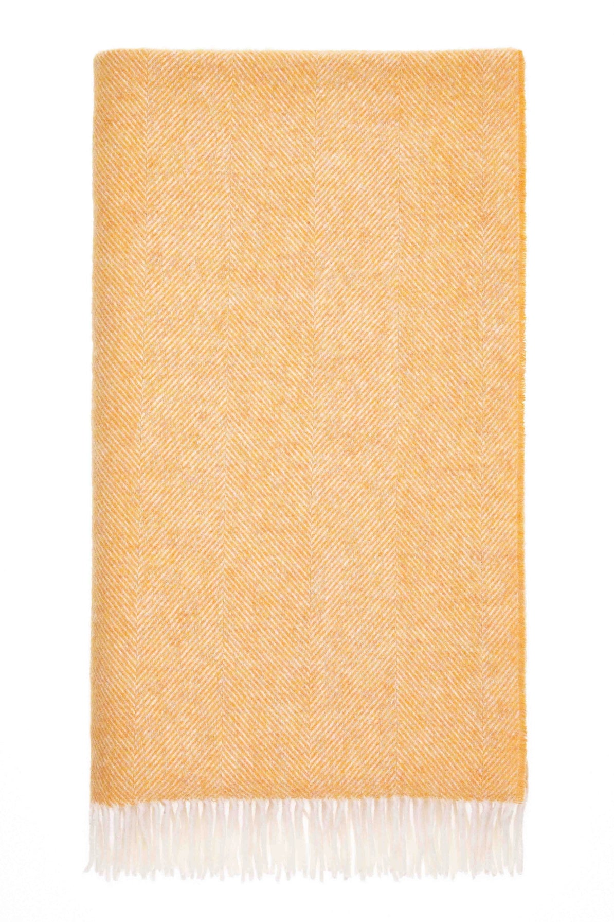Herringbone Pure Wool Throw - Orange