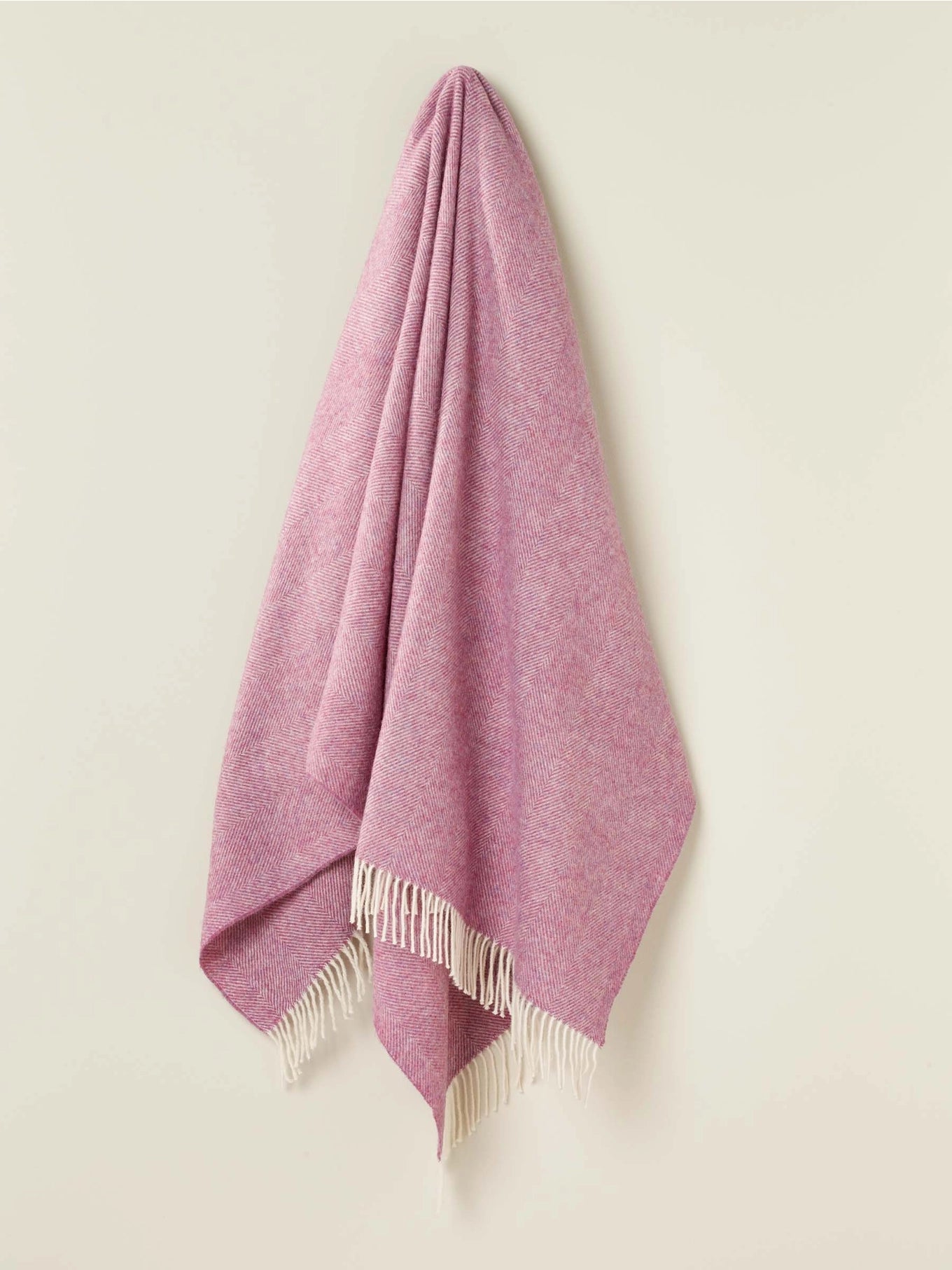 Herringbone Pure Wool Throw - Pink