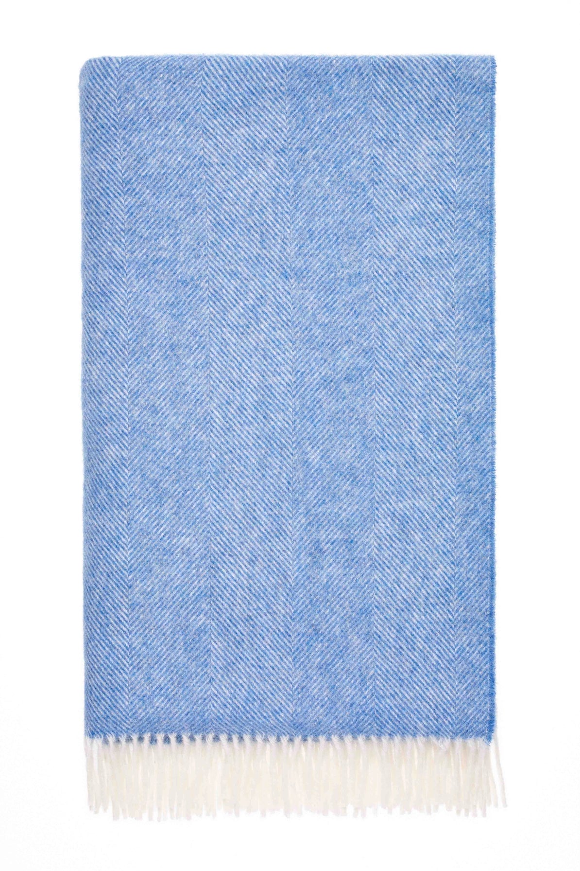 Herringbone Pure Wool Throw - Peacock