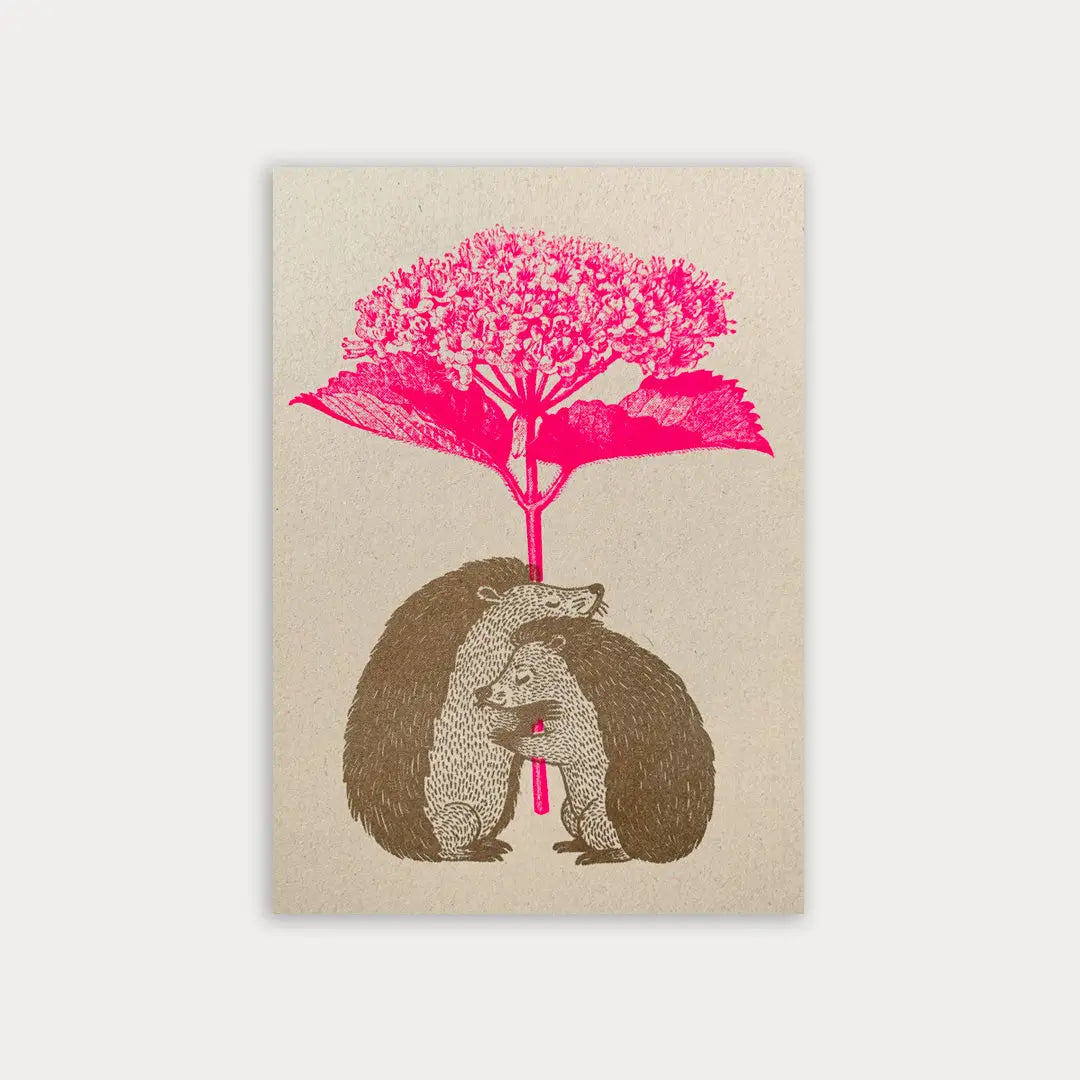 Hedgehog with Flower - Postcard