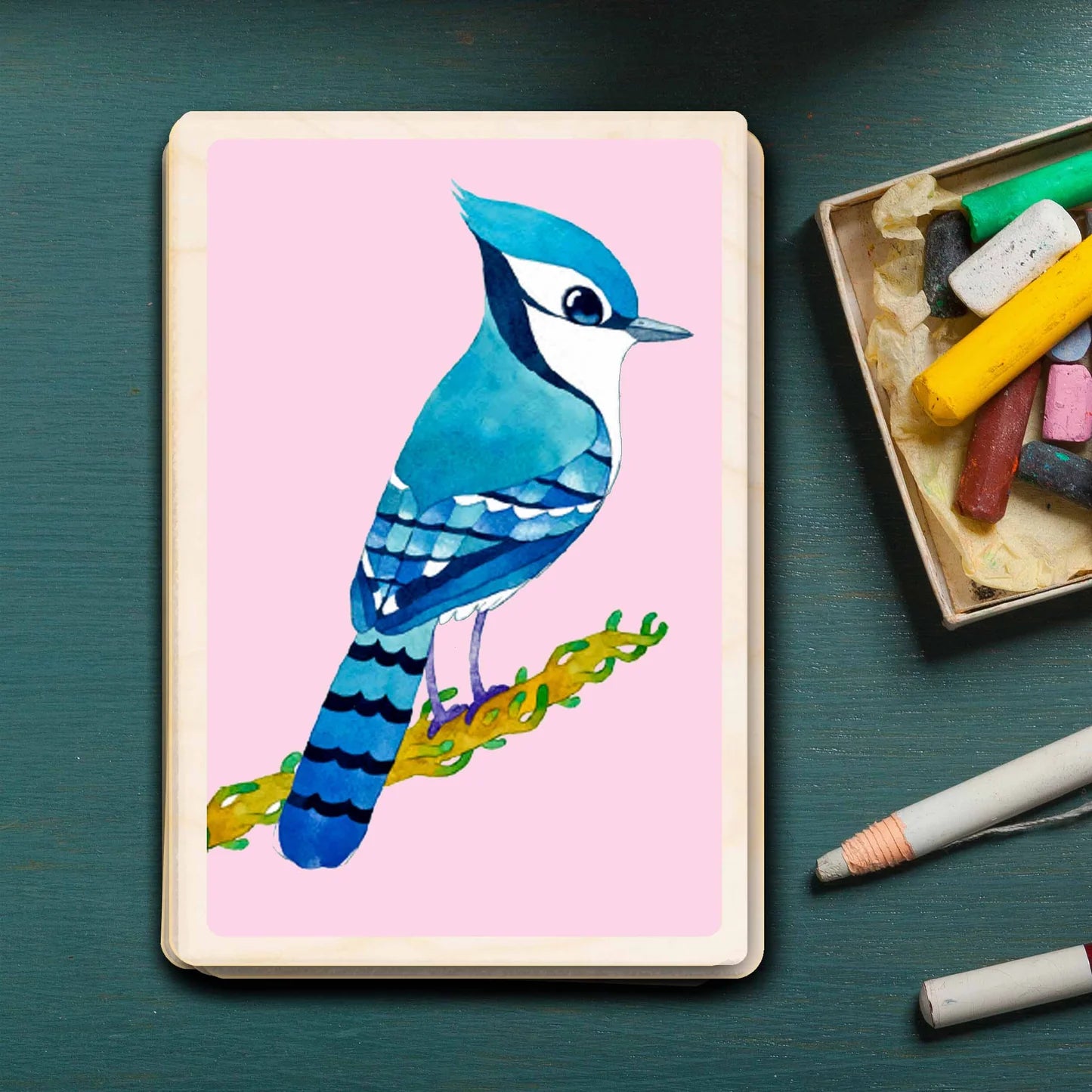 Blue Jay Wooden Postcard