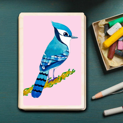 Blue Jay Wooden Postcard