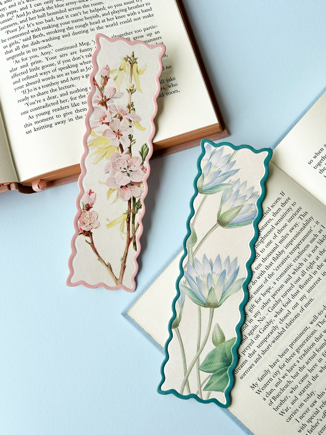 Blue Nymphaea-Caerulea Scalloped Bookmark