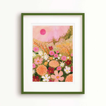 Sunset Cottage Garden Art Print