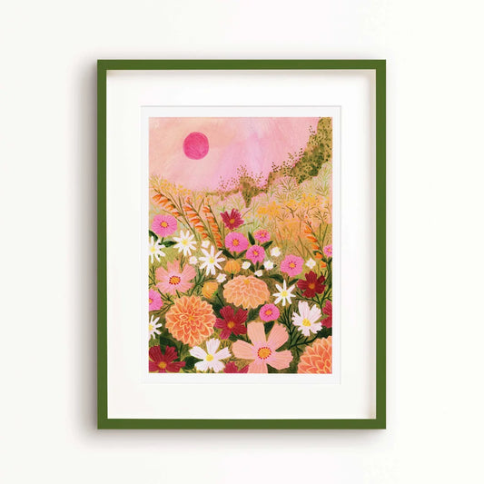Sunset Cottage Garden Art Print