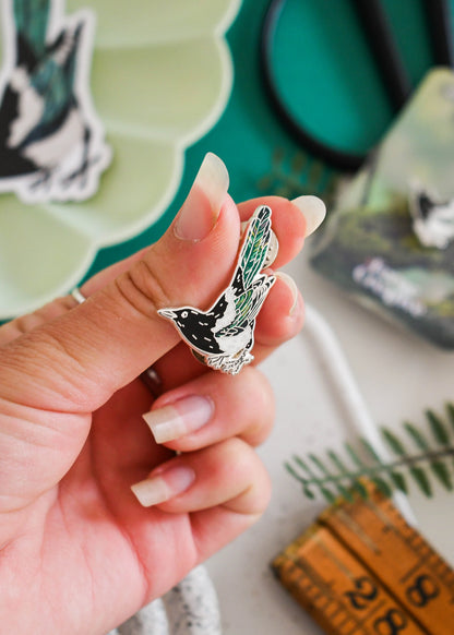 Eurasian Magpie  - Enamel Pin