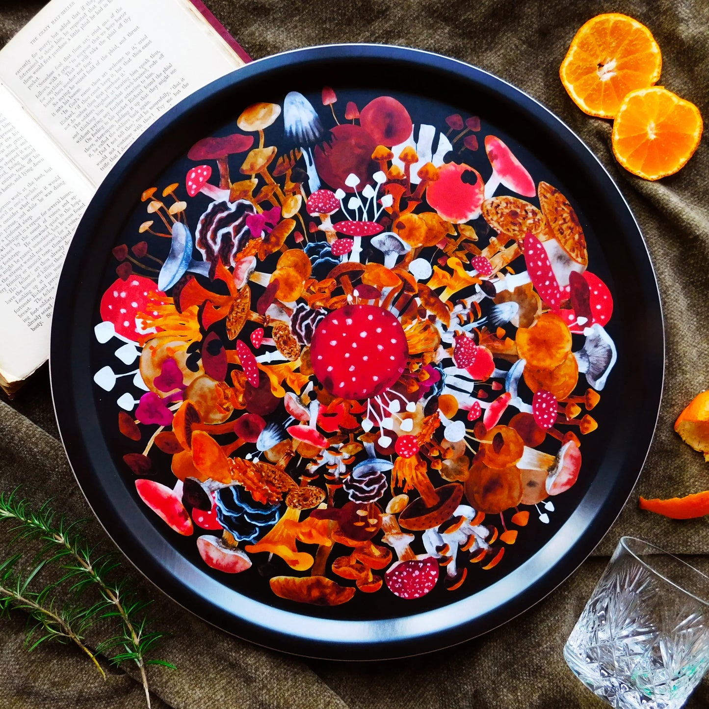 Fungi Wooden Round Tray