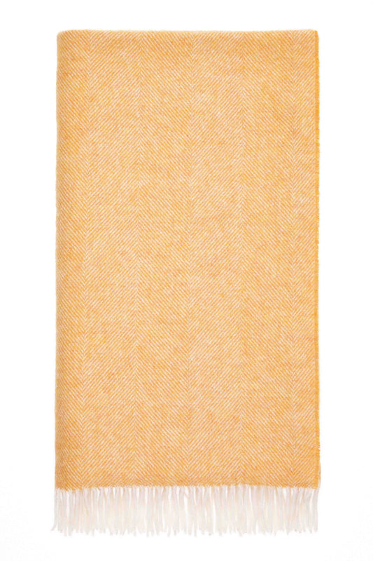 Herringbone Pure Wool Throw - Orange