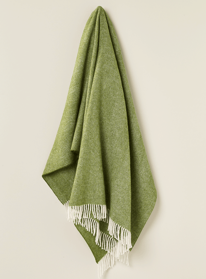 Herringbone Pure Wool Throw - Apple