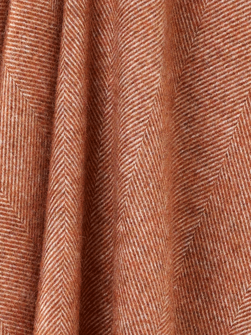 Herringbone Pure Wool Throw - Brick