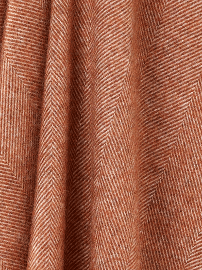 Herringbone Pure Wool Throw - Brick