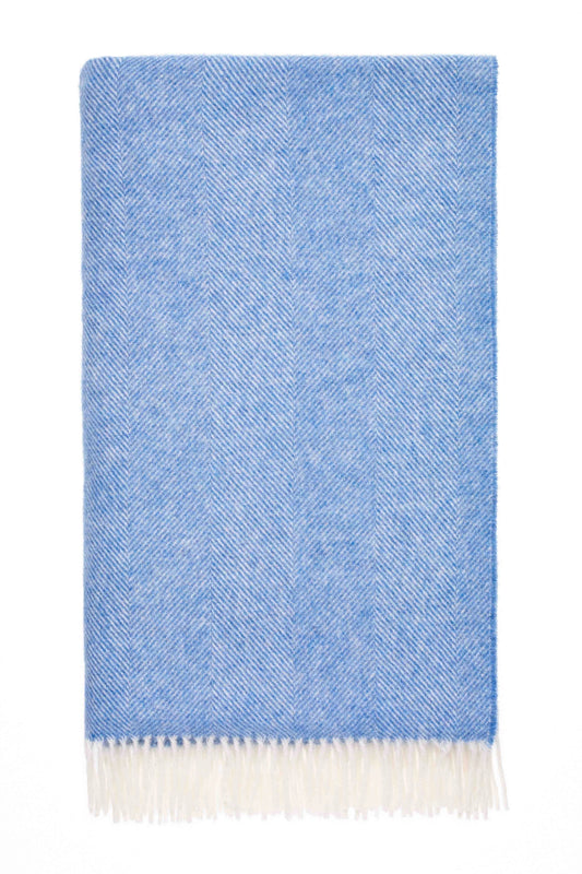Herringbone Pure Wool Throw - Peacock