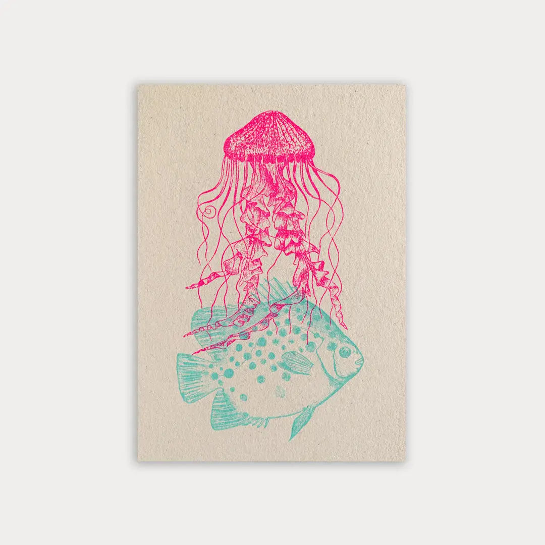 Jellyfish and Fish - Postcard