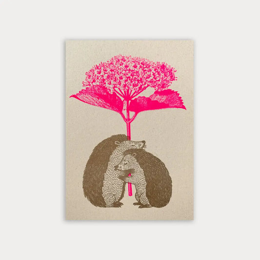 Hedgehog with Flower - Postcard