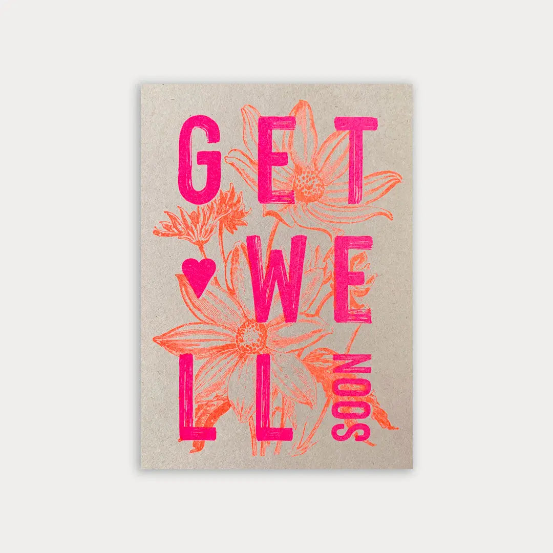 Get Well Soon with Flower - Postcard