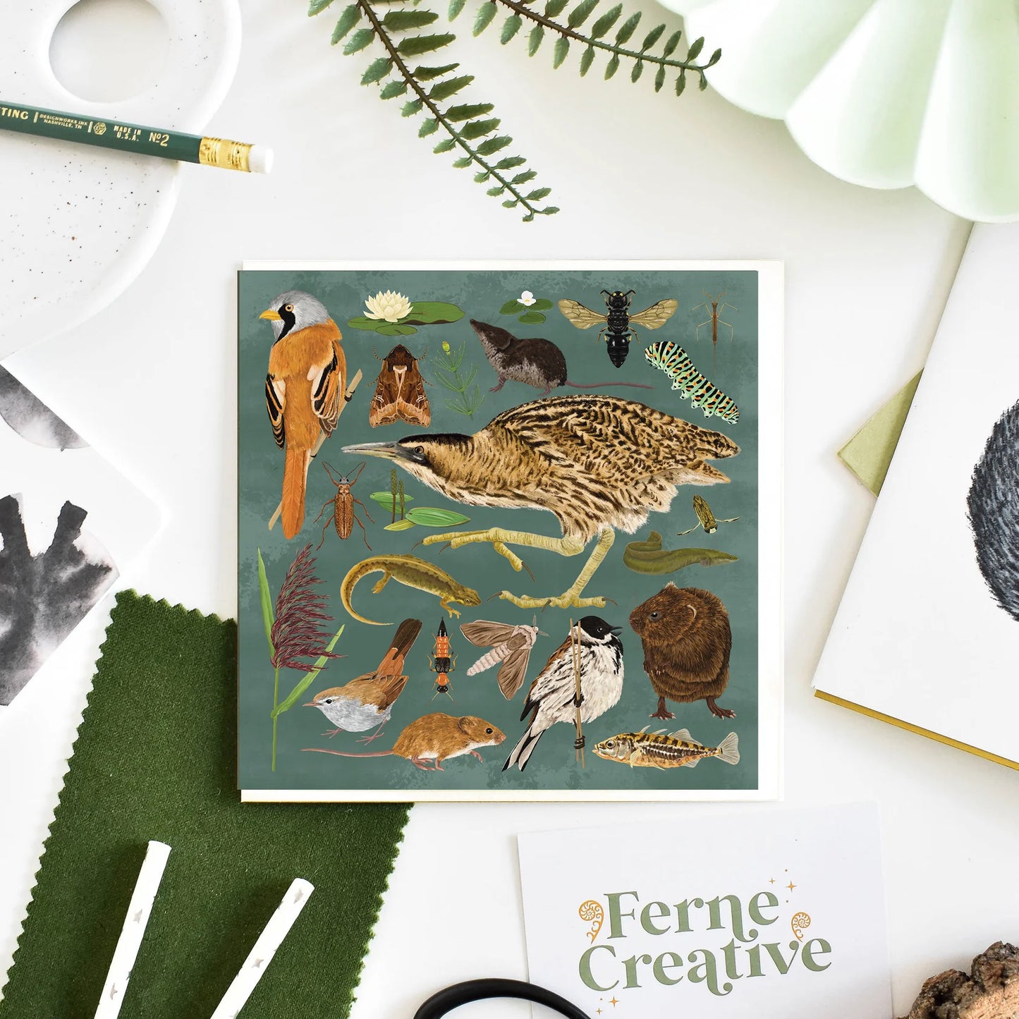 Reedbed Wildlife - Greetings Card