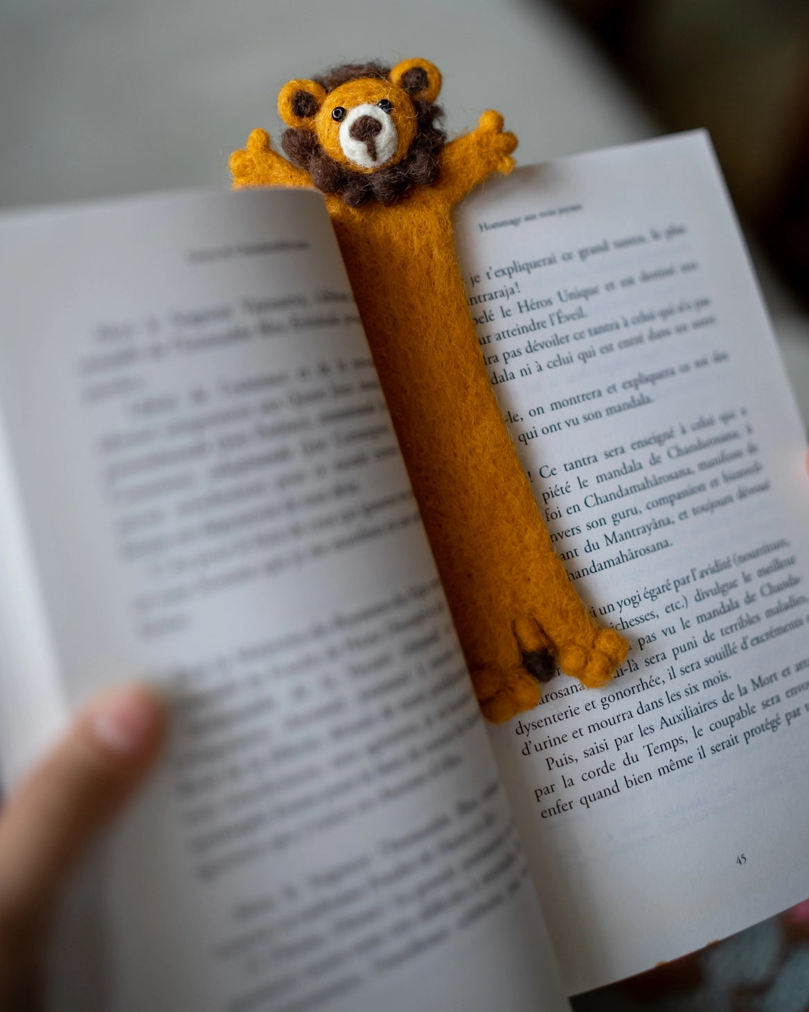 Handmade Felted Lion Bookmark