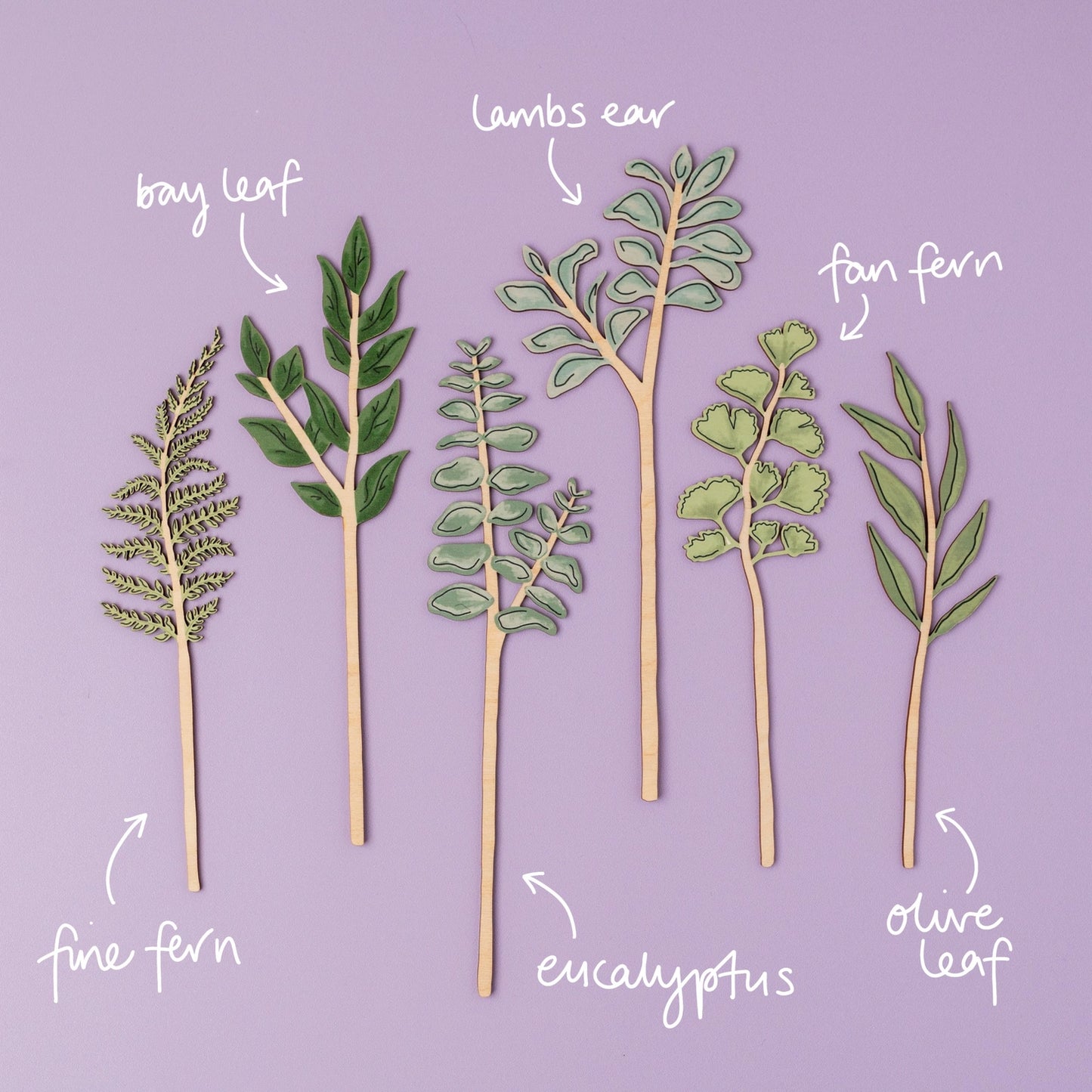 Wooden Leaf Stem - Olive