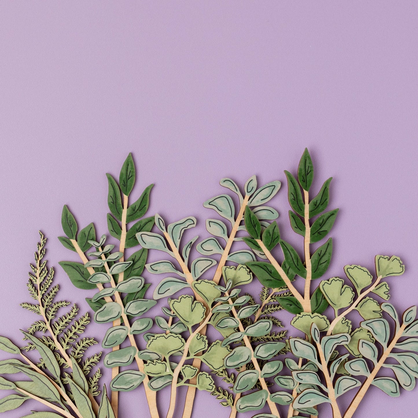 Wooden Leaf Stem - Olive