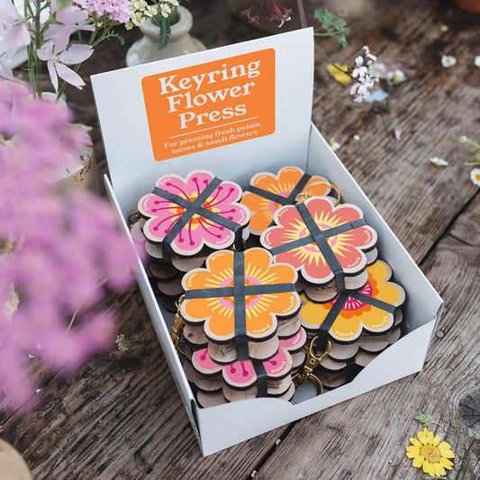 Keyring Flower Press - Oranges & Pinks