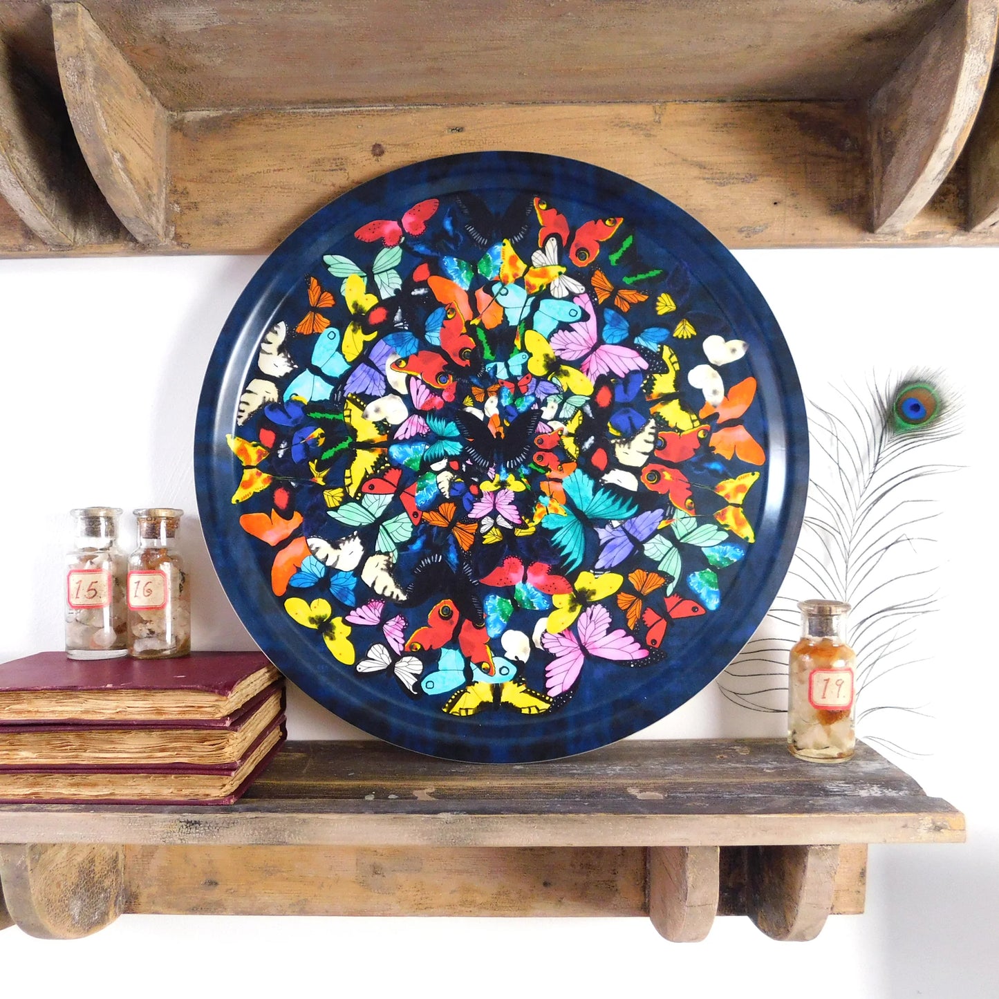 Lepidoptera Butterfly Wooden Round Tray