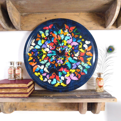 Lepidoptera Butterfly Wooden Round Tray