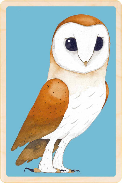Barn Owl Wooden Postcard