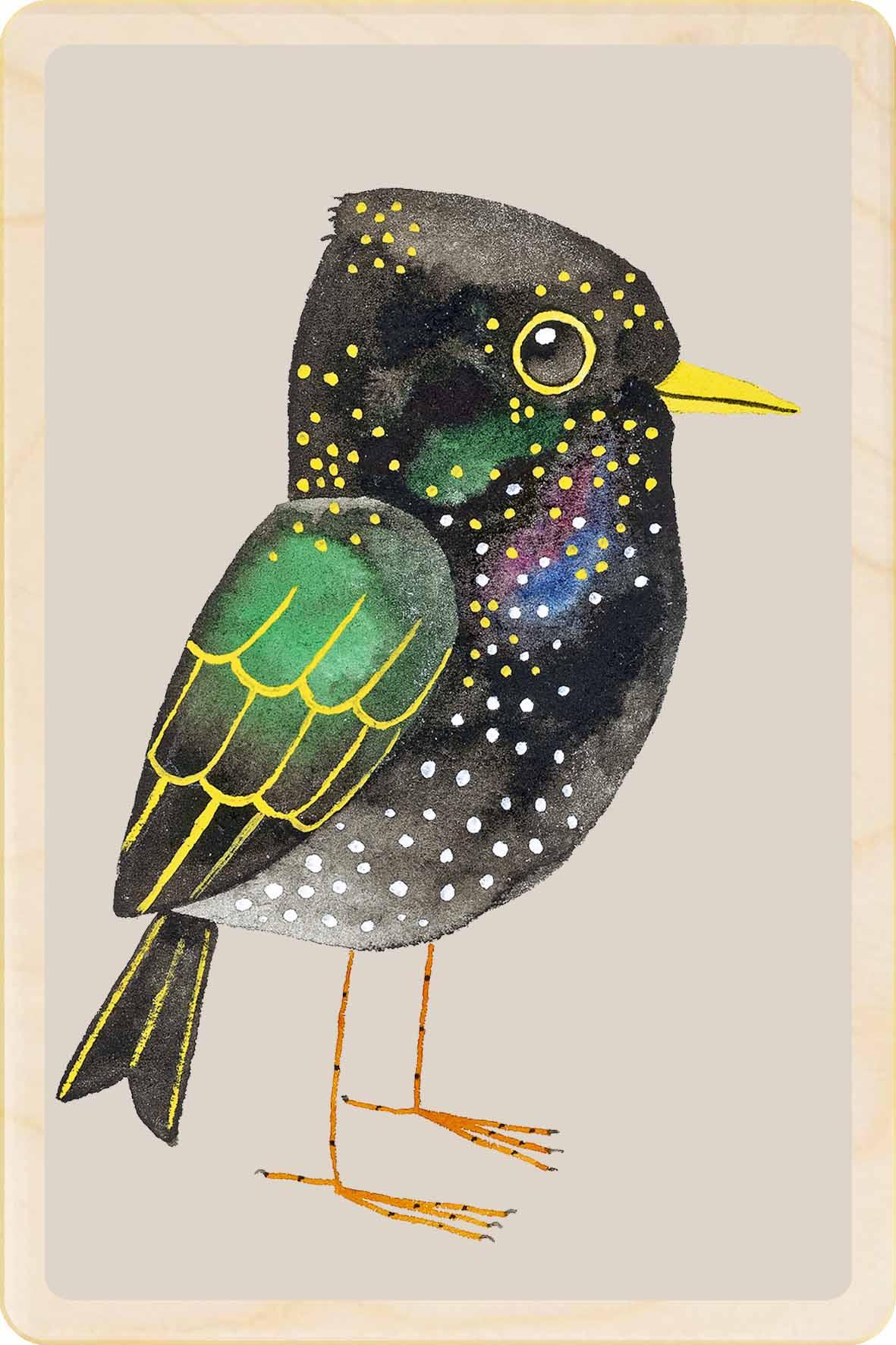 Starling Wooden Postcard