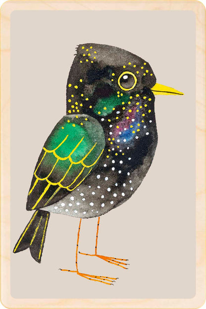 Starling Wooden Postcard
