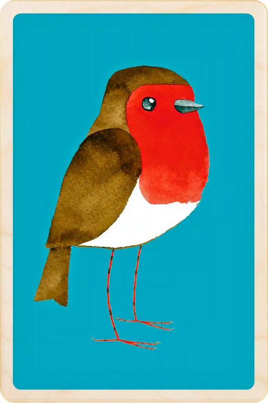 Robin Wooden Postcard