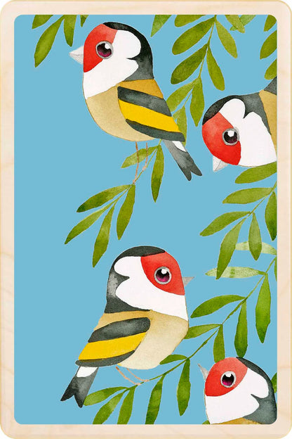 Goldfinches Wooden Postcard