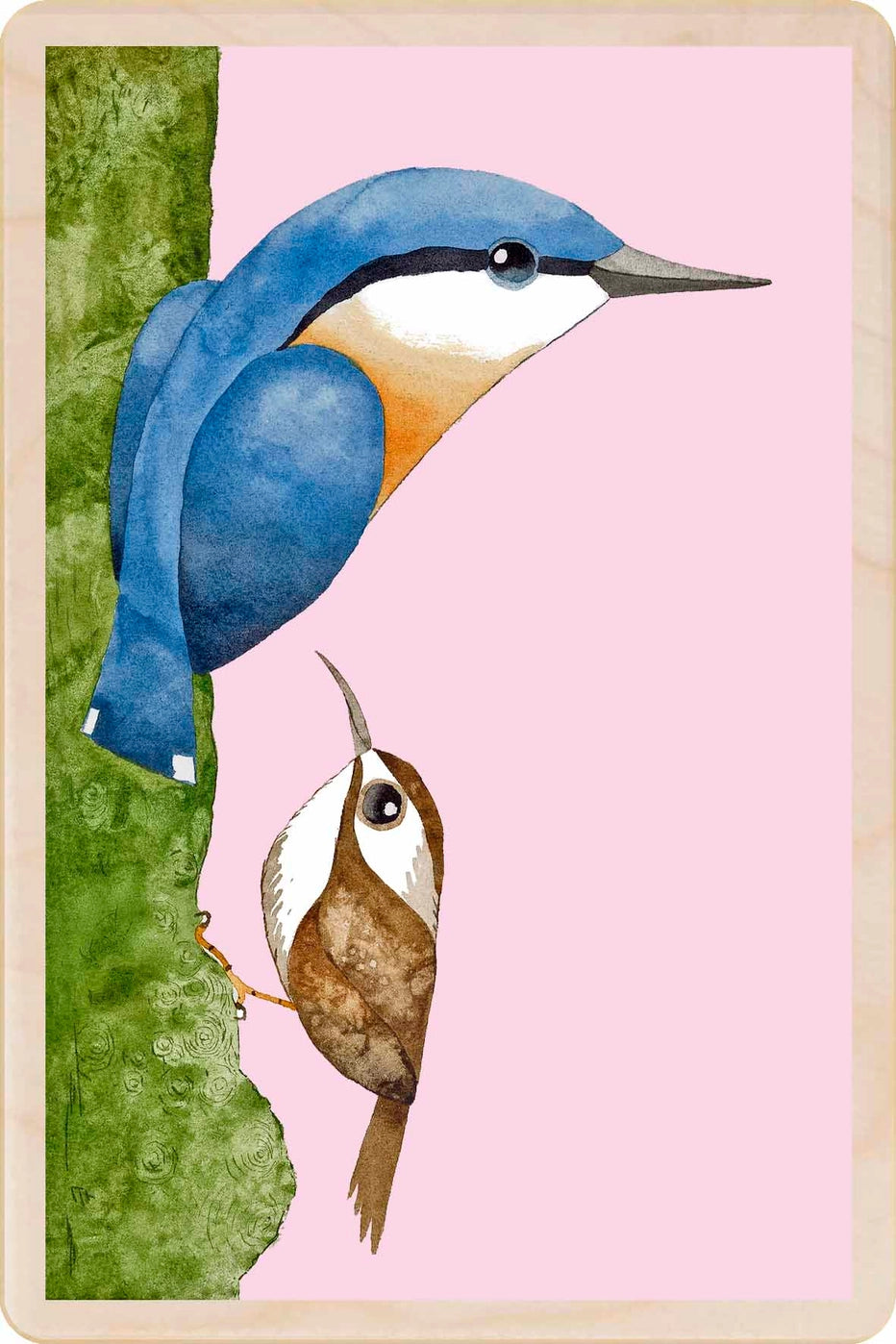 Nuthatch & Treecreeper Wooden Postcard