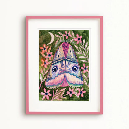 Pink Luna Moth Art Print