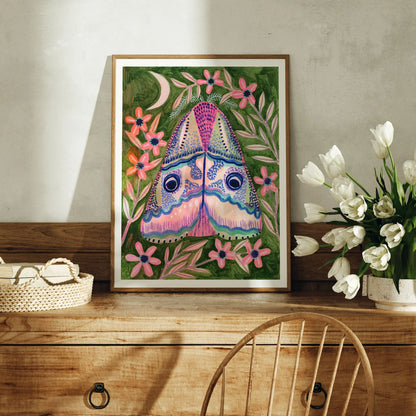 Pink Luna Moth Art Print