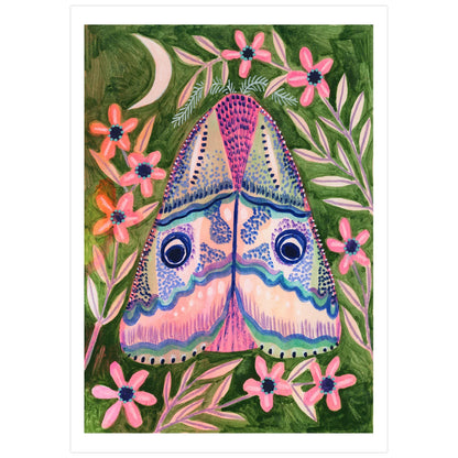 Pink Luna Moth Art Print