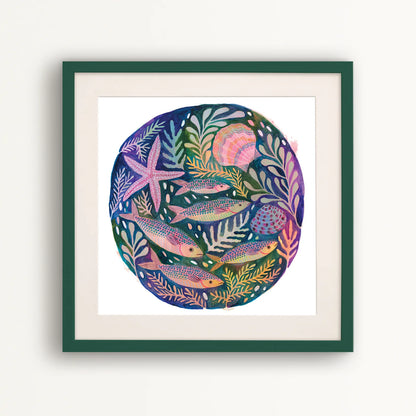 Rock Pool: Fish, Shell and Starfish -  Art Print