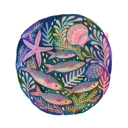 Rock Pool: Fish, Shell and Starfish -  Art Print