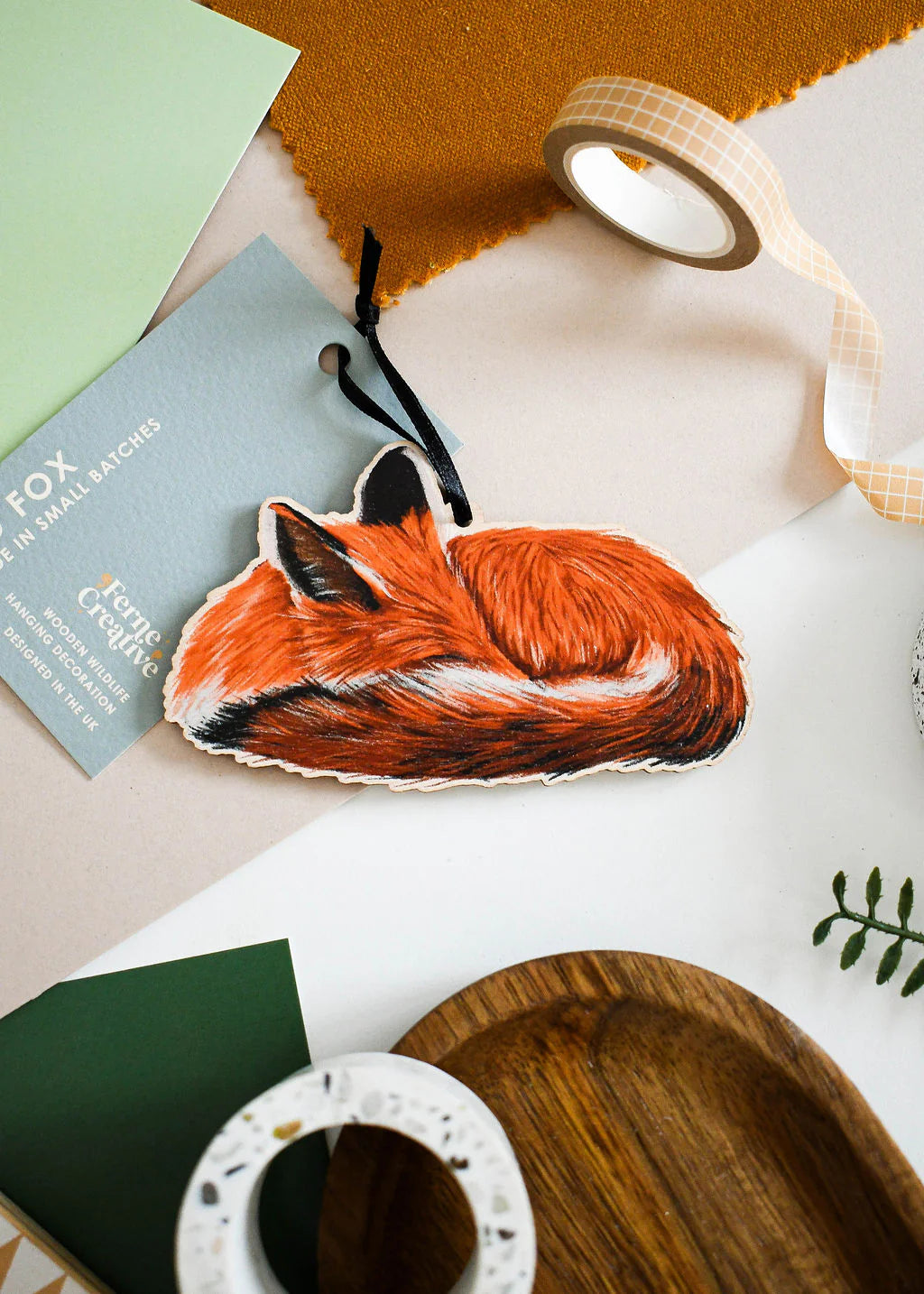 Sleeping Red Fox - Wooden Decoration