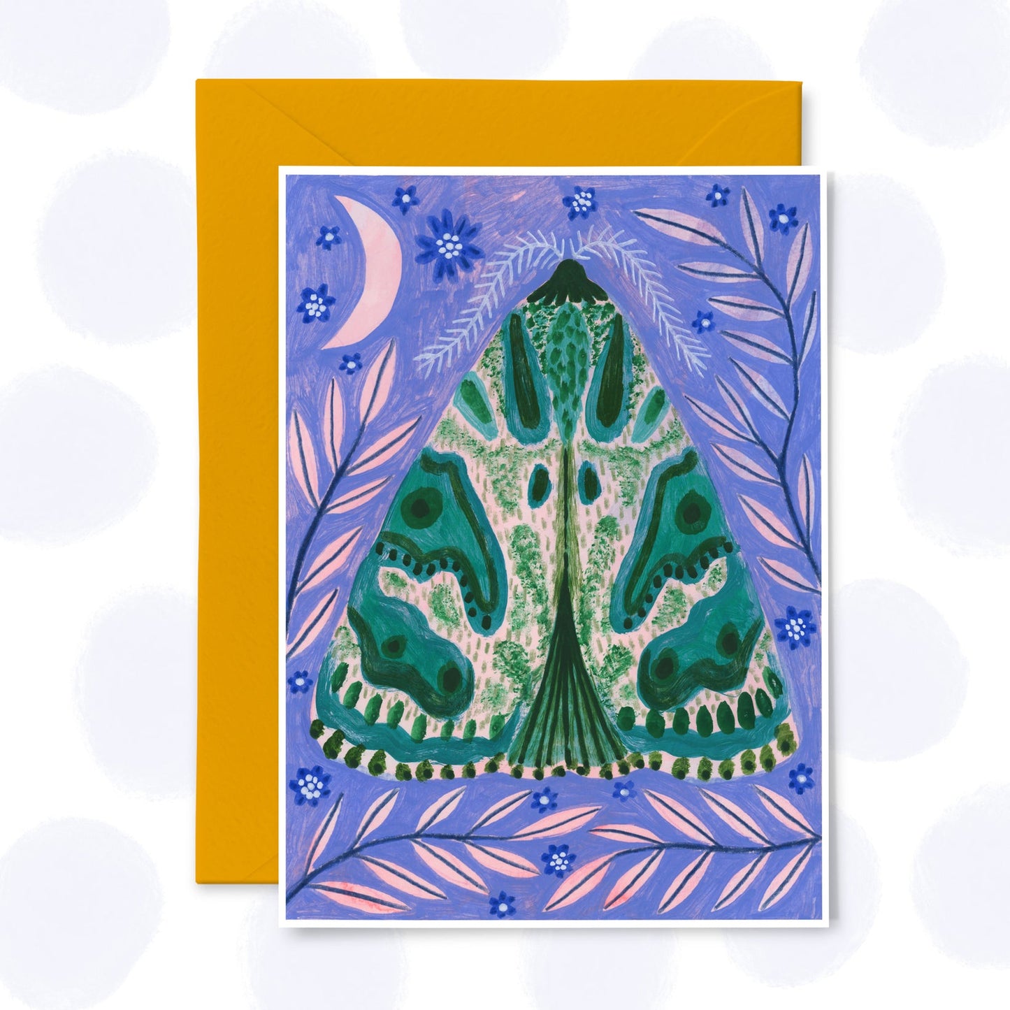 Teal Moth - Greetings Card