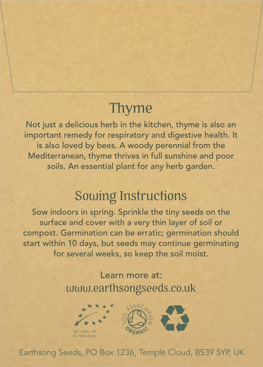 Common Thyme - Seed Packet