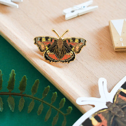 Small Tortoiseshell Butterfly  - Enamel Pin