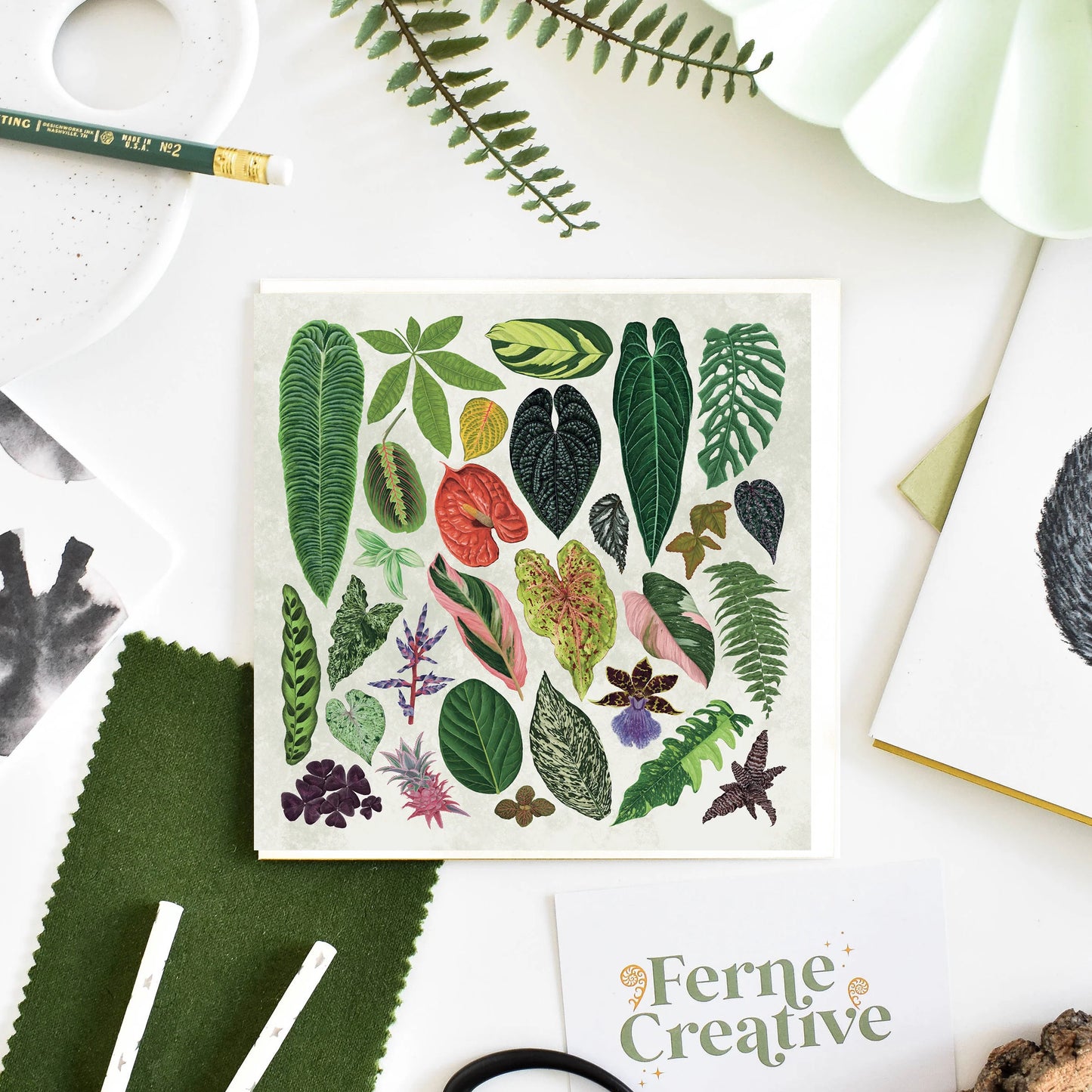Tropical Houseplants - Greetings Card