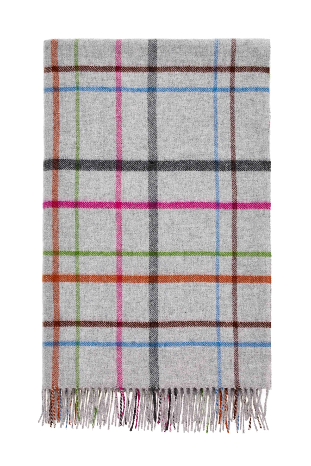Variegated Windowpane Design Merino Throw - Grey