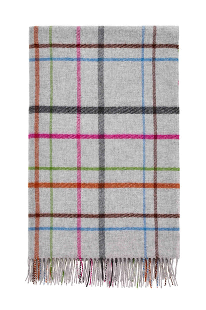 Variegated Windowpane Design Merino Throw - Grey