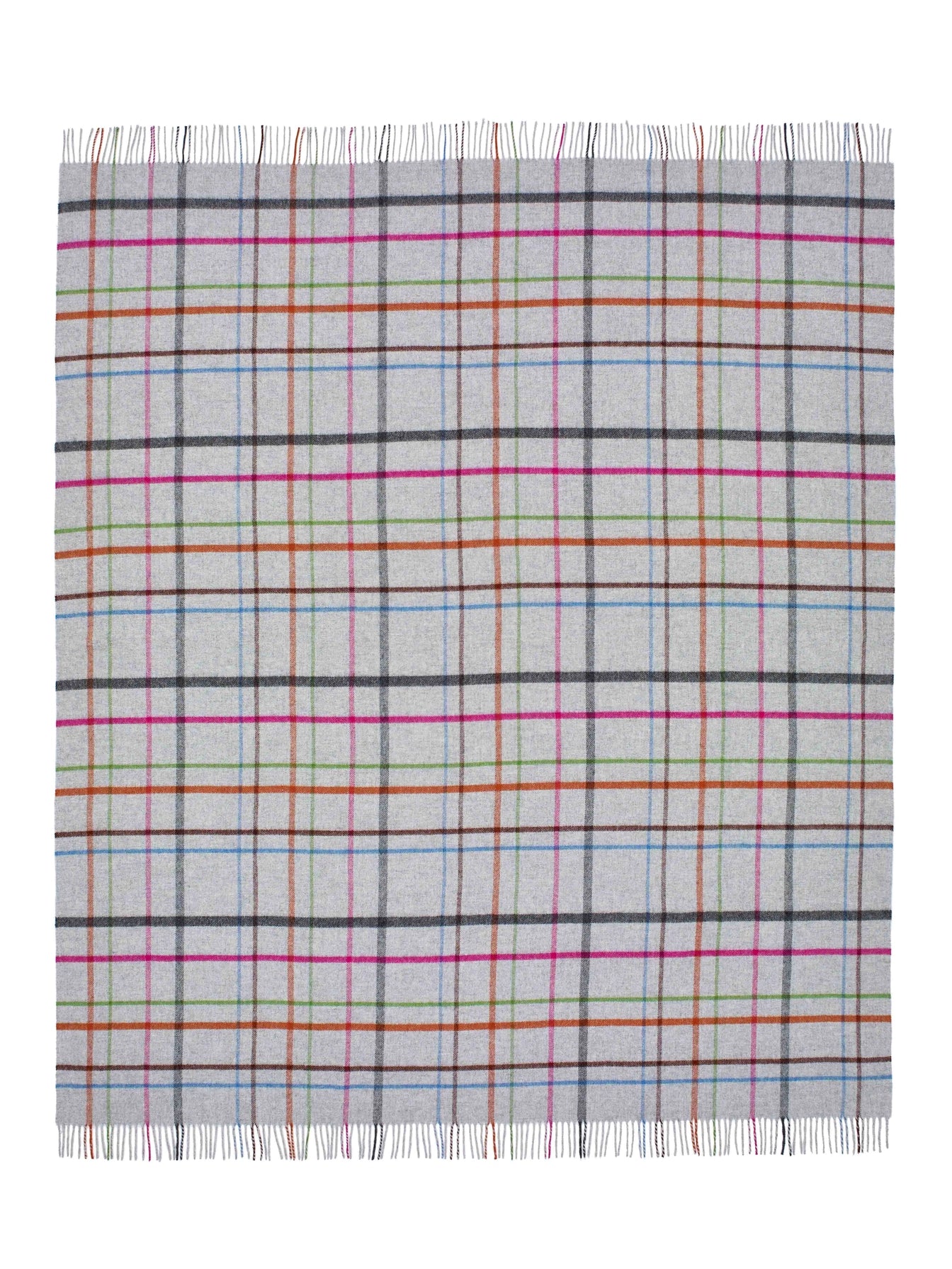 Variegated Windowpane Design Merino Throw - Grey