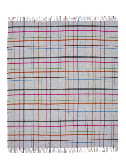 Variegated Windowpane Design Merino Throw - Grey