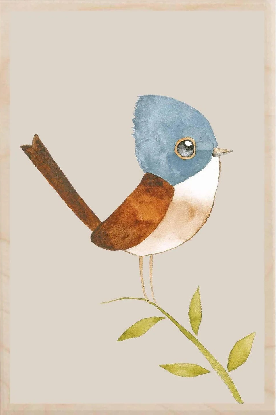 Whitethroat Wooden Postcard