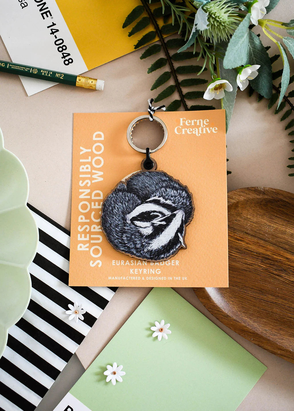 Badger - Wooden Keyring