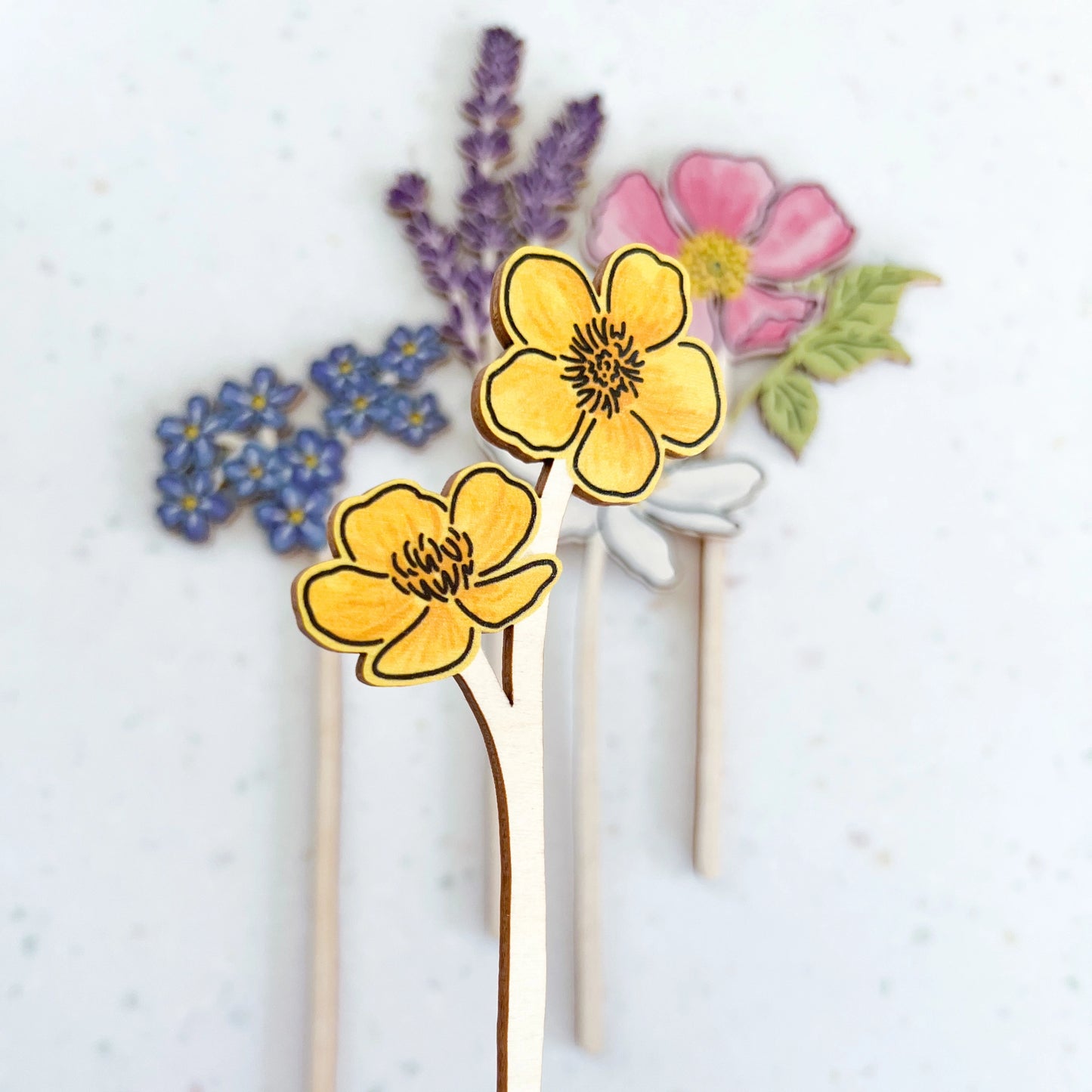 Wooden Wildflower - Buttercups