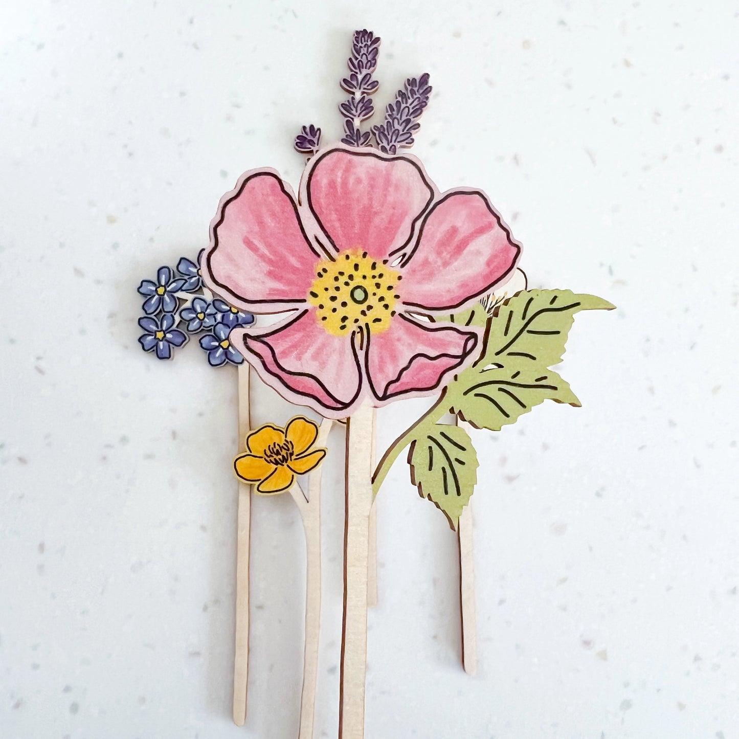 Wooden Wildflower - Dog Rose